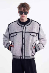 Knitted Sweater Jacket with Mark Pen Design - 5SION