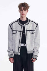 Knitted Sweater Jacket with Mark Pen Design - 5SION