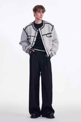 Knitted Sweater Jacket with Mark Pen Design - 5SION