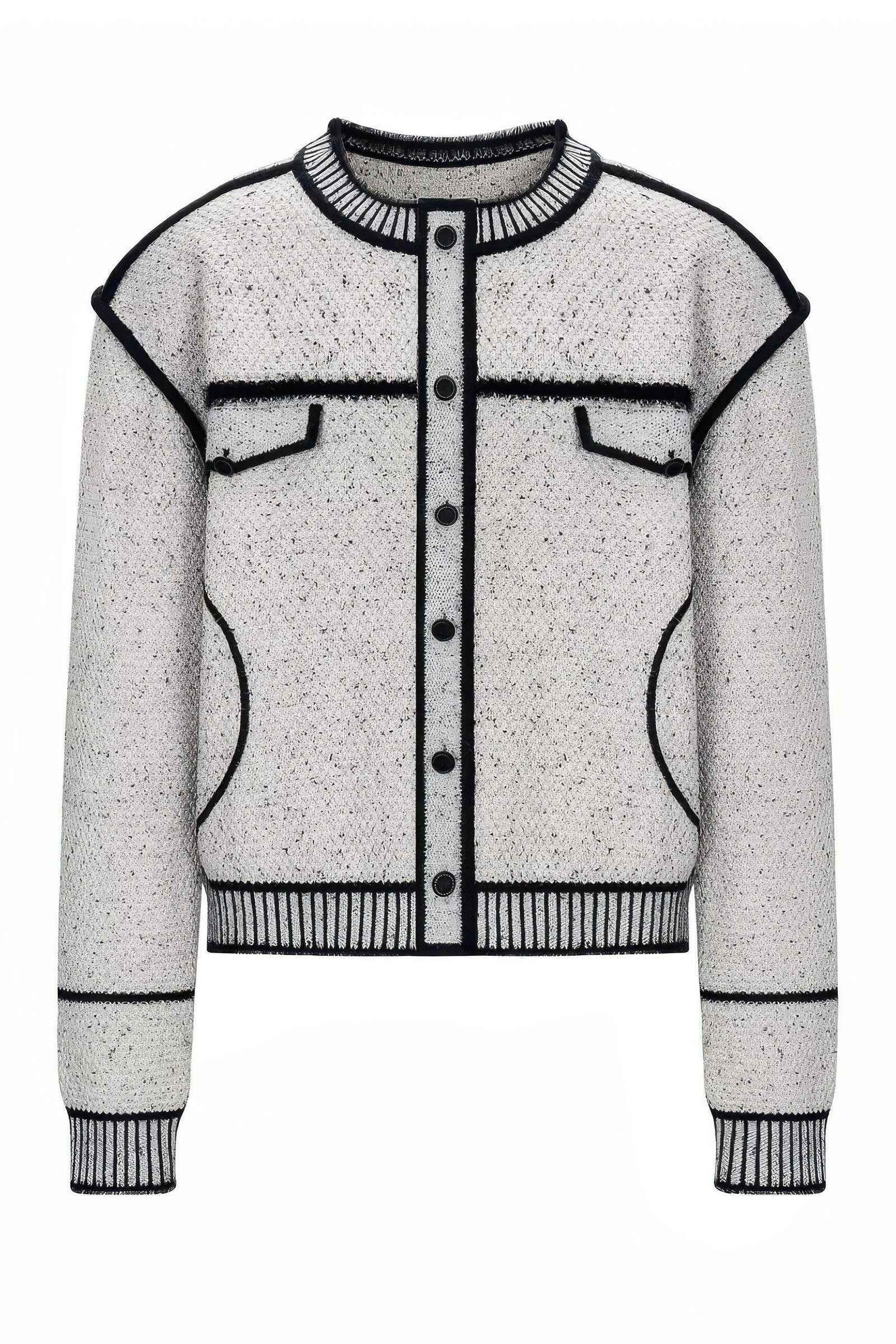 Knitted Sweater Jacket with Mark Pen Design - 5SION