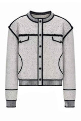 Knitted Sweater Jacket with Mark Pen Design - 5SION