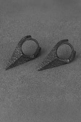 Neutral Black Rock Texture Geometric Ear Stud Earrings - 5SION