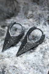 Neutral Black Rock Texture Geometric Ear Stud Earrings - 5SION