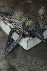 Neutral Black Rock Texture Geometric Ear Stud Earrings - 5SION