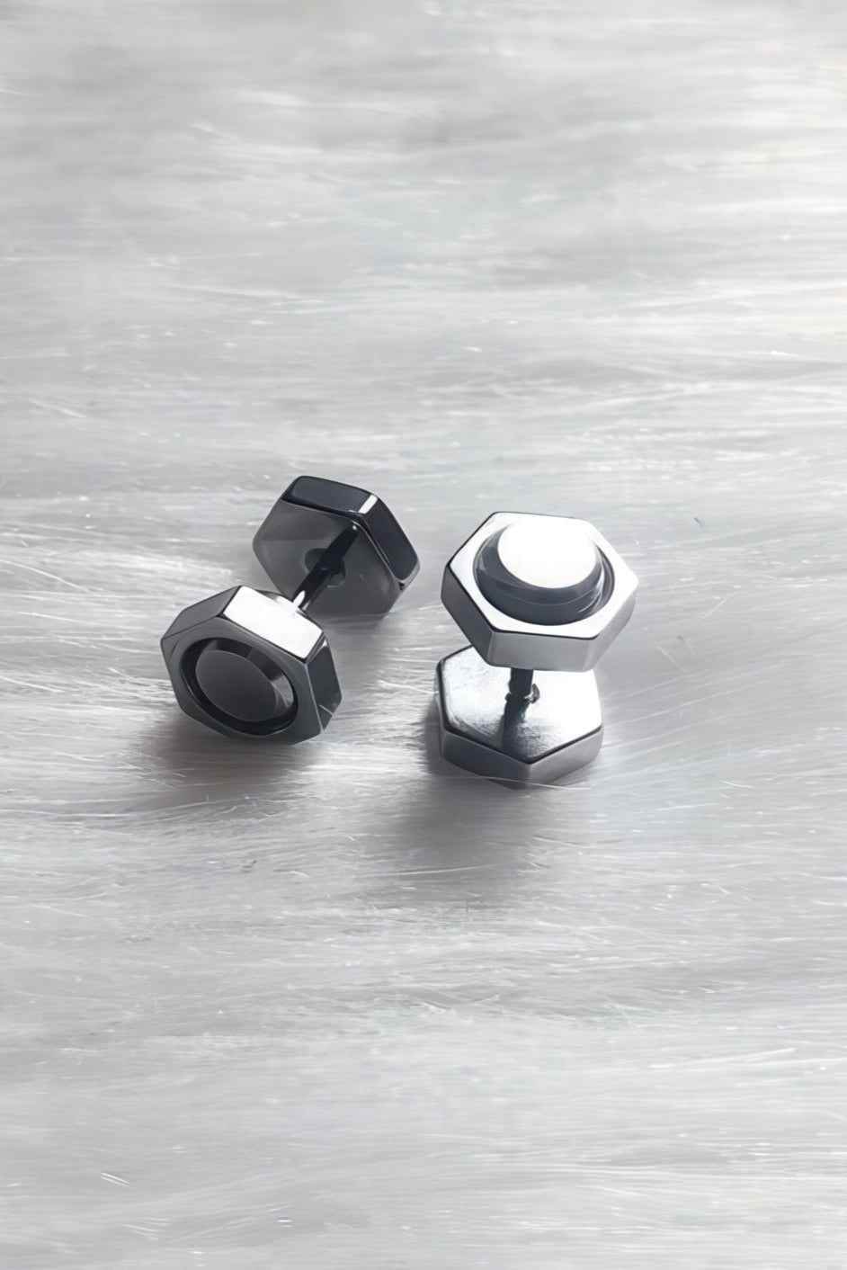Nut and Bolt Stud Earrings for a Bold Industrial Look - 5SION