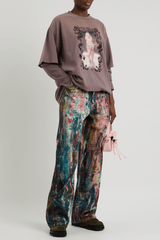 Unisex Colorblock Denim - Oil Painting Effect Relaxed Fit Pants - 5SION