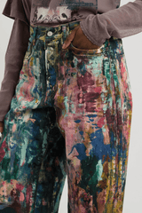 Unisex Colorblock Denim - Oil Painting Effect Relaxed Fit Pants - 5SION