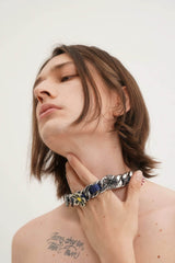 Satin Floral Cuban Chain - Unisex Ribbon Necklace Statement Piece - 5SION