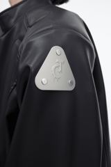 Short Leather Jacket – Modern Sculptural Design with Metal Logo - 5SION