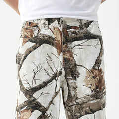 Stylish Tree Print Straight-Leg Denim Pants - Casual Wide-Leg Design for Men - 5SION