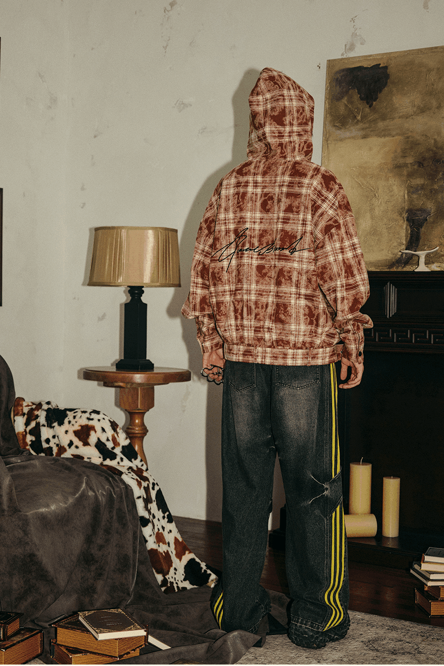 Tie-Dye Hoodie - Half-Zip Belted Checkered Loungewear - 5SION