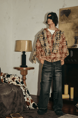Tie-Dye Hoodie - Half-Zip Belted Checkered Loungewear - 5SION
