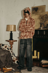 Tie-Dye Hoodie - Half-Zip Belted Checkered Loungewear - 5SION