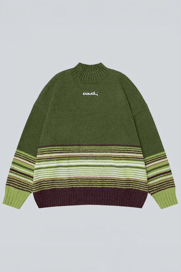 Winter Color-Block Knit Sweater with Embroidery – Cozy and Warm - 5SION