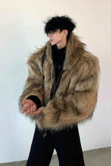 Winter Fashionable PU Leather Jacket for Men with Faux Fur, Reversible Design - 5SION