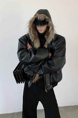 Winter Fashionable PU Leather Jacket for Men with Faux Fur, Reversible Design - 5SION