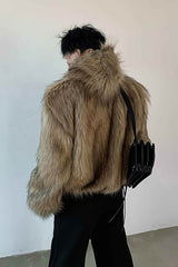 Winter Fashionable PU Leather Jacket for Men with Faux Fur, Reversible Design - 5SION