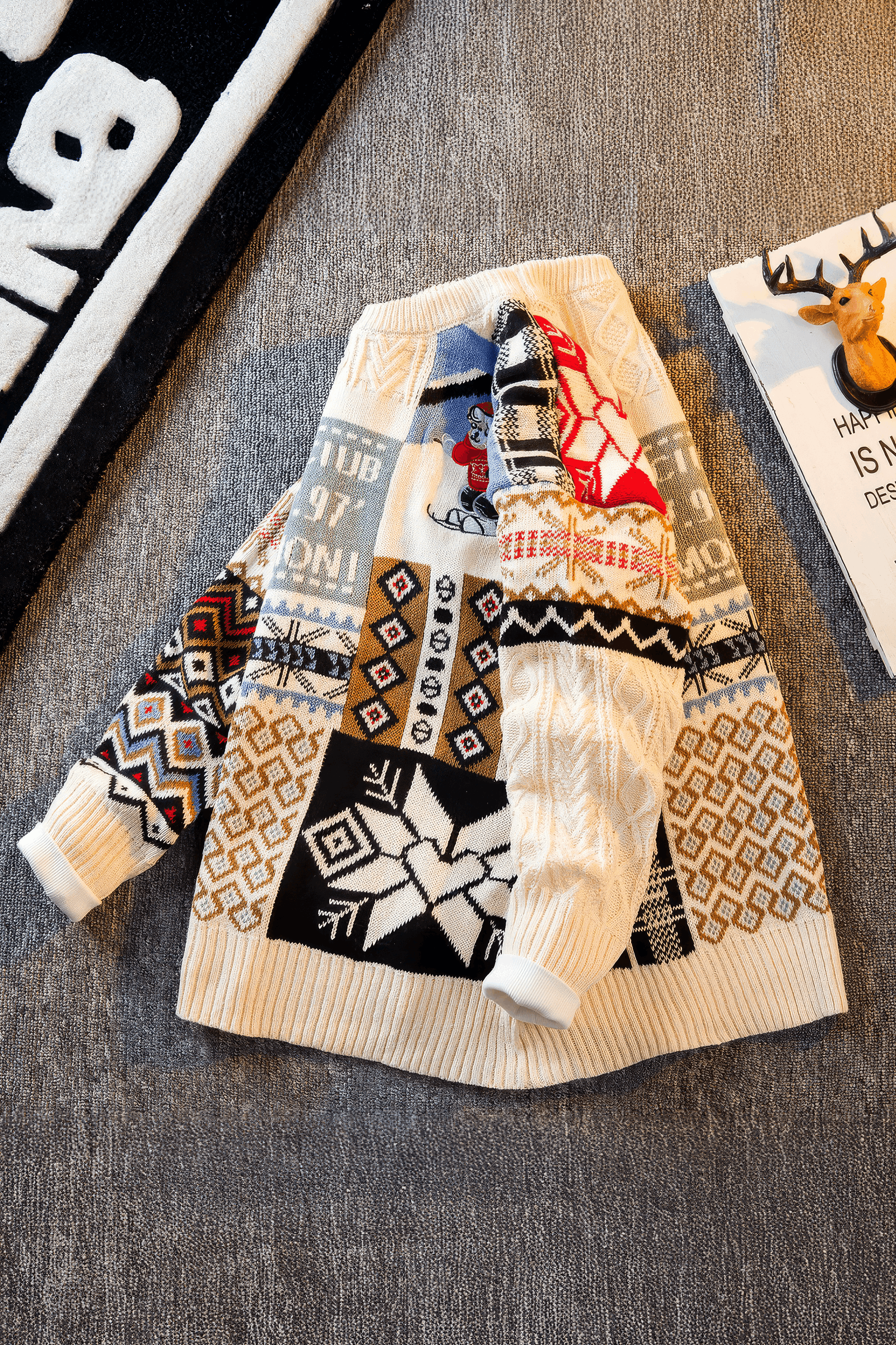 Winter Men’s Heavy Knit Sweater – Fleece Lined, Loose Fit - 5SION