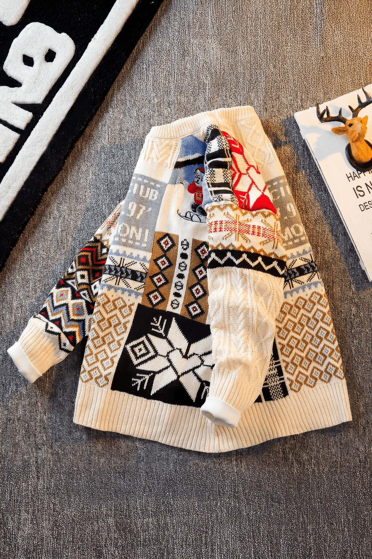 Winter Men’s Heavy Knit Sweater – Fleece Lined, Loose Fit - 5SION