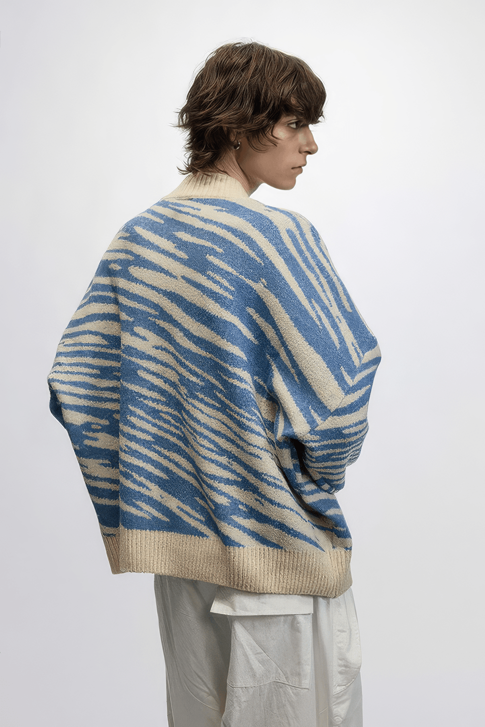 Winter Retro Zebra Knit Sweater – Embroidered Crew Neck for Couples - 5SION