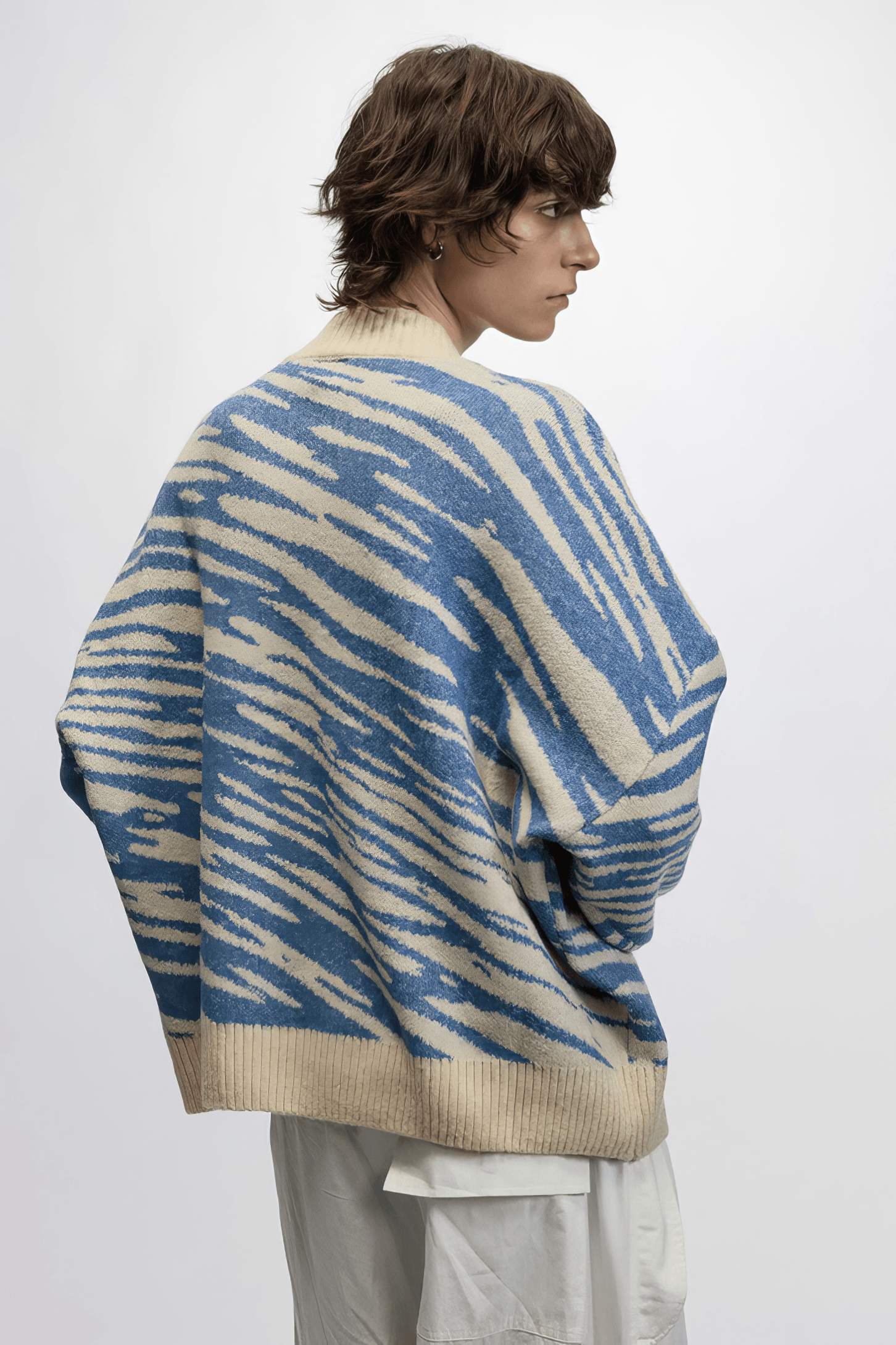 Winter Retro Zebra Knit Sweater – Embroidered Crew Neck for Couples - 5SION