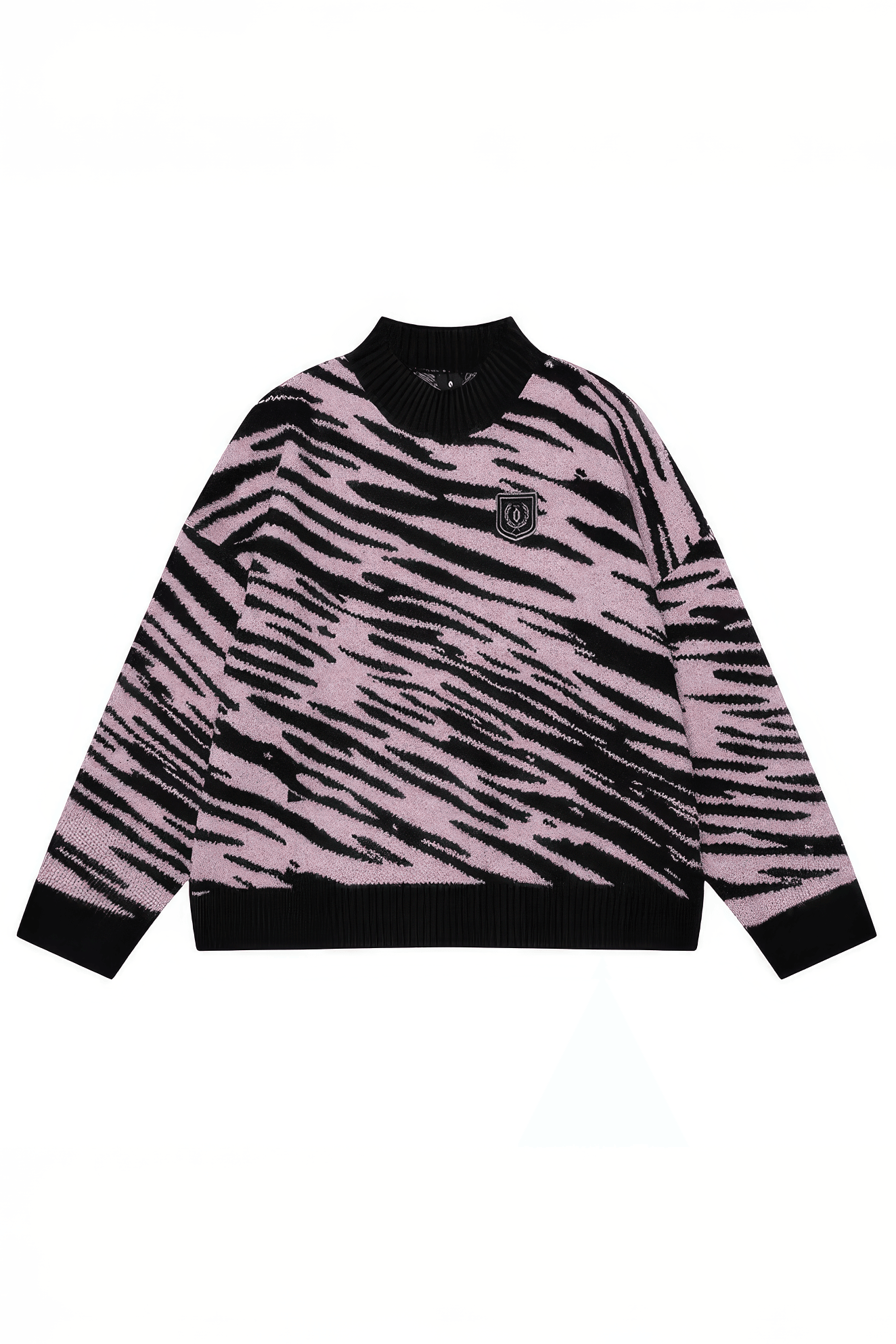 Winter Retro Zebra Knit Sweater – Embroidered Crew Neck for Couples - 5SION