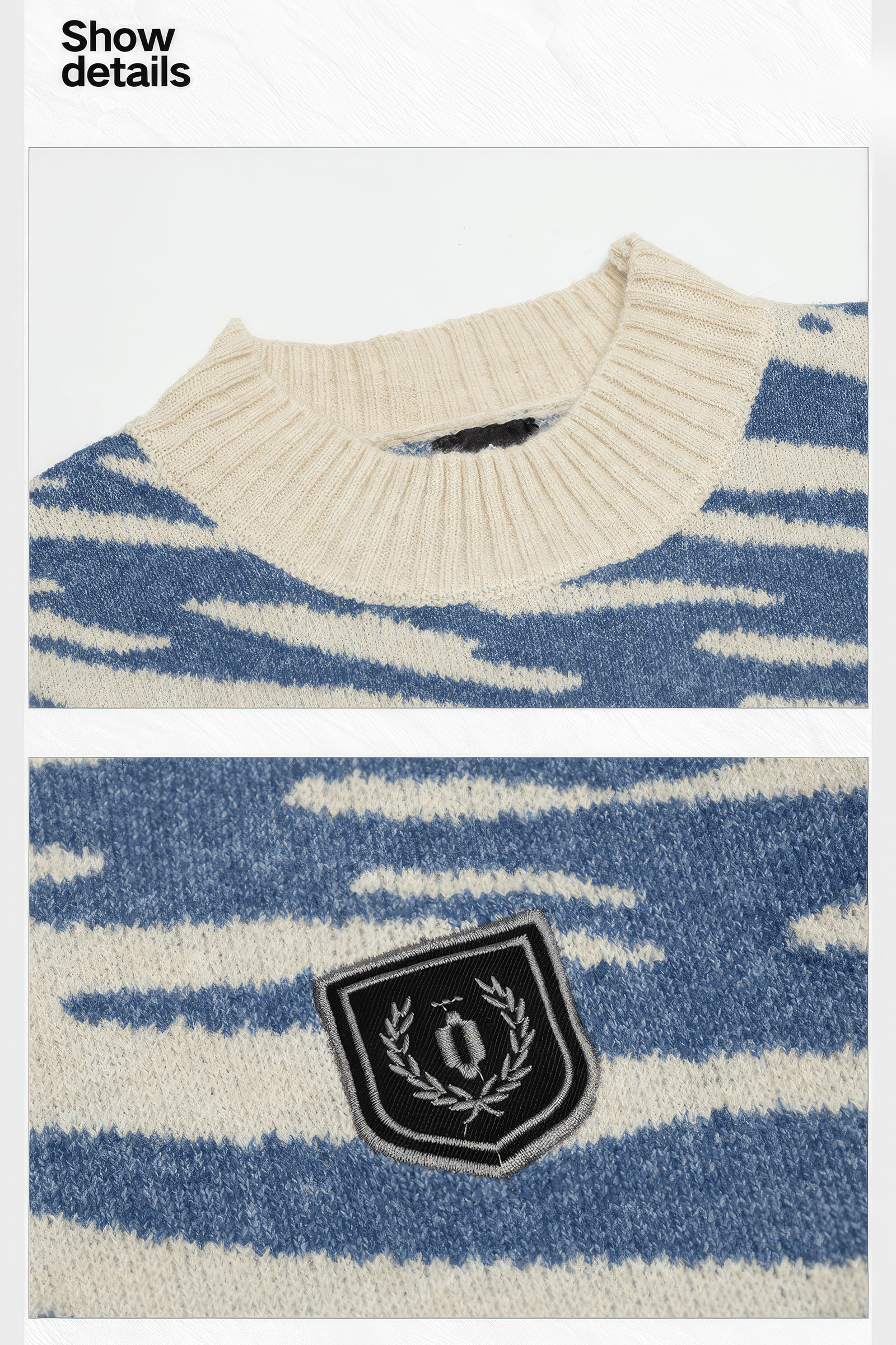 Winter Retro Zebra Knit Sweater – Embroidered Crew Neck for Couples - 5SION