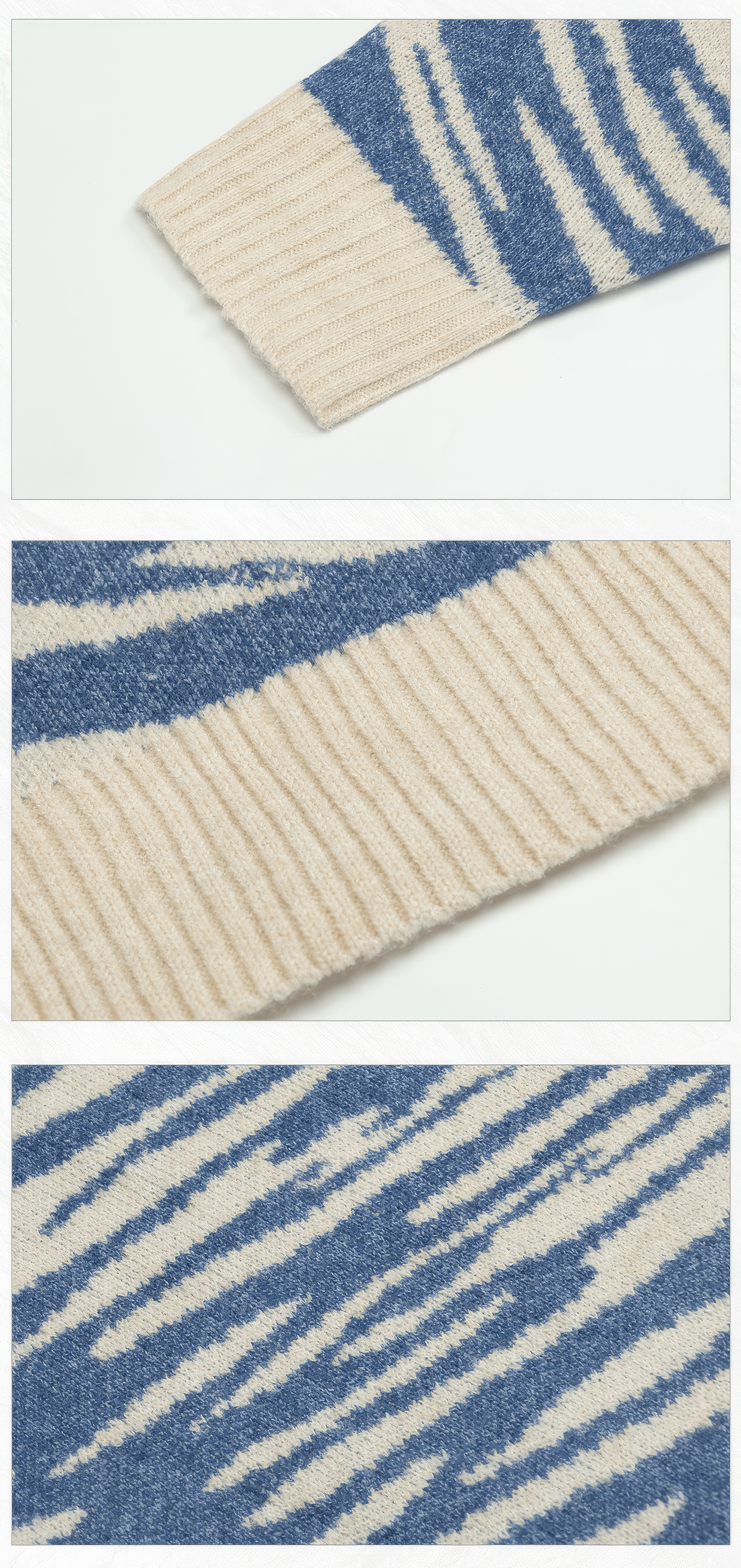Winter Retro Zebra Knit Sweater – Embroidered Crew Neck for Couples - 5SION